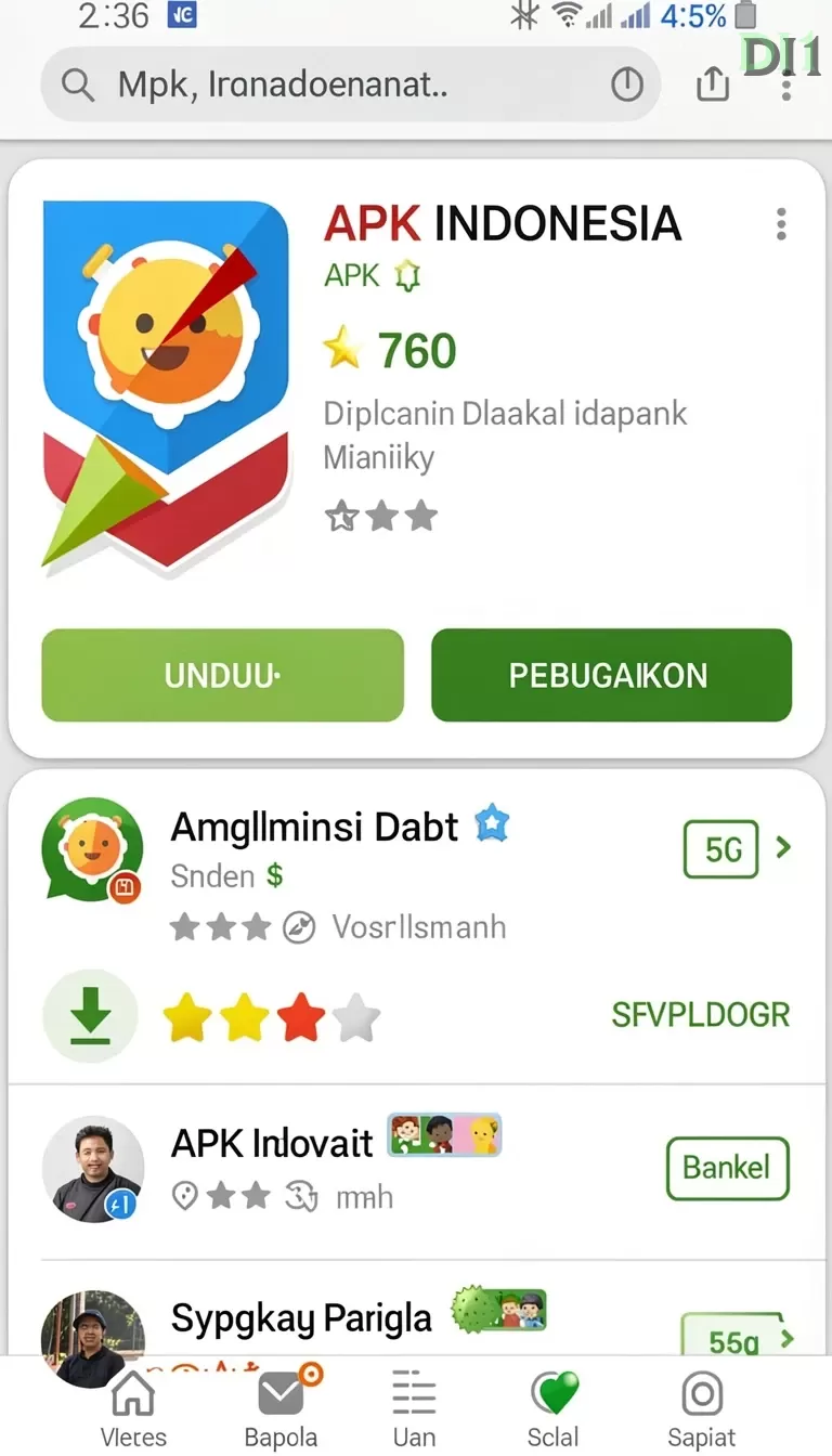 Cuplikan layar MADU303 — menu navigasi